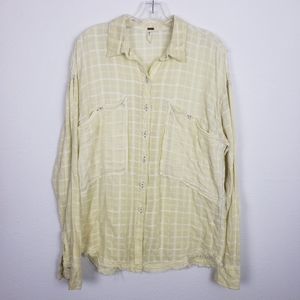 Free people | Loveland plaid button up top Medium